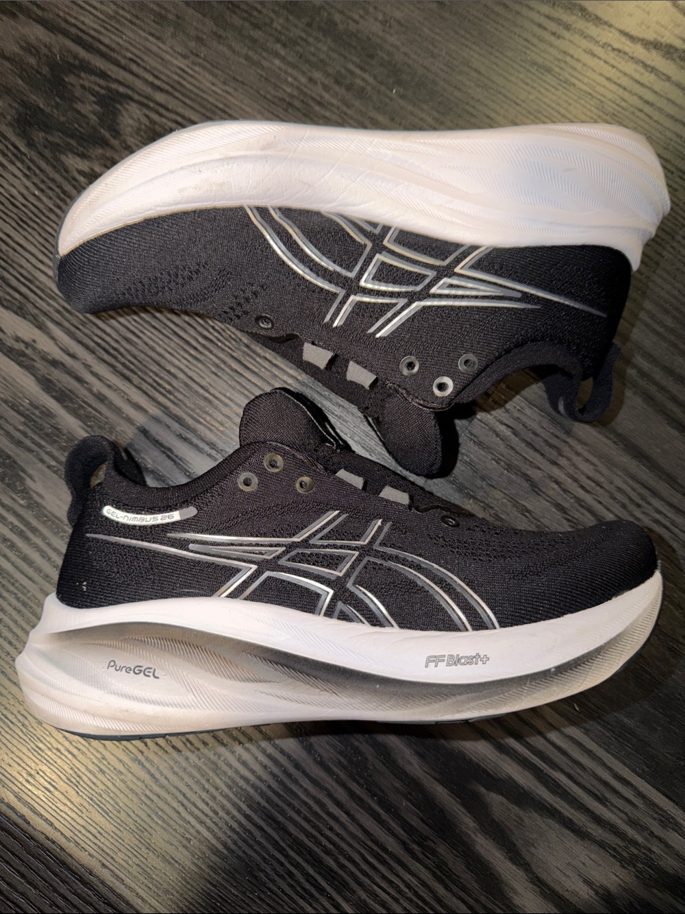 ASICS Men's Black and White Road Running Sneakers